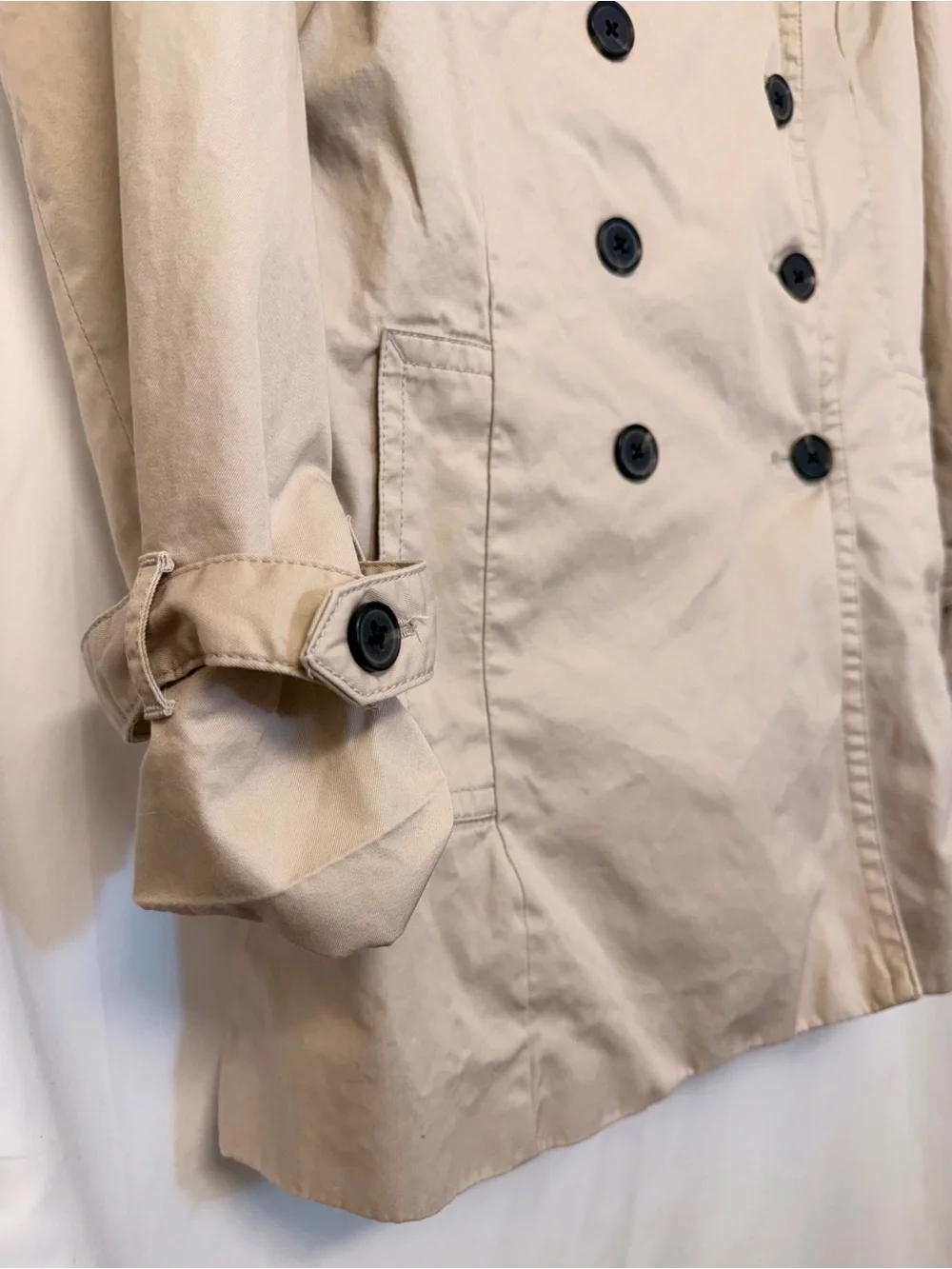 Banana Republic Petite Medium Classic Beige Belted Trench Coat - 100% Cotton - Picture 6 of 8